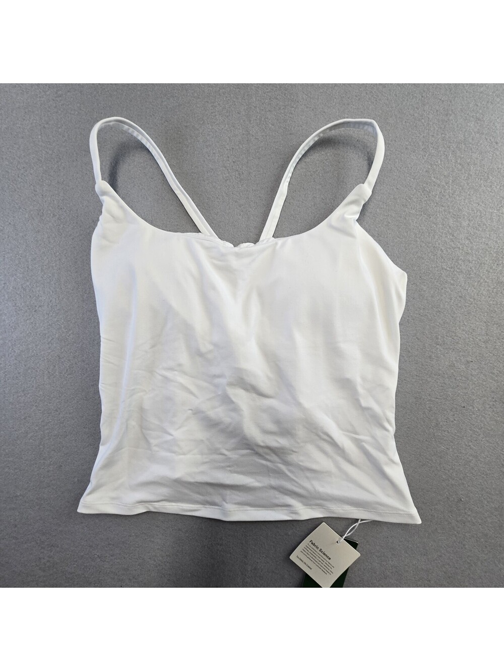 Halara Strappy Cross Back Built In Bra Sport Tank Top Womens L White NWT